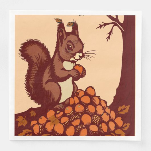 🐿️ Herfst Eekhoorn – Set van 50 Servet (Voorkant)