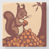 🐿️ Herfst Eekhoorn Stenen Onderzetter (Voorkant)