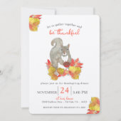 Herfst Eekhoorn Thanksgiving Diner Kaart (Voorkant)