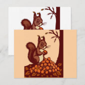 🐿️ Herfst Eekhoorn Uitnodigingskaart Kaart (Voorkant / Achterkant)