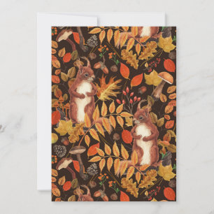 Herfst eekhoorns en flora op donkerbruin