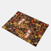 Herfst eekhoorns en flora op donkerbruin deurmat (Schuin)