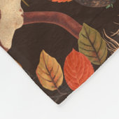 Herfst eekhoorns en flora op donkerbruin fleece deken (Hoek)