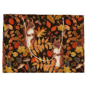 Herfst eekhoorns en flora op donkerbruin groot cadeauzakje (Achterkant)