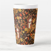 Herfst eekhoorns en flora op donkerbruin latte mok (Voorkant)