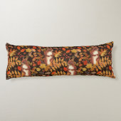 Herfst eekhoorns en flora op donkerbruin lichaamskussen (Achterkant)