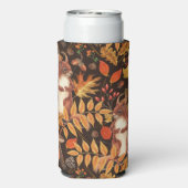 Herfst eekhoorns en flora op donkerbruin seltzer blikjeskoeler (Seltzer Achterkant)