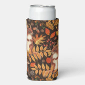 Herfst eekhoorns en flora op donkerbruin seltzer blikjeskoeler (Seltzer Voorkant)
