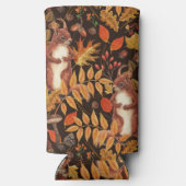 Herfst eekhoorns en flora op donkerbruin seltzer blikjeskoeler (Achterkant)
