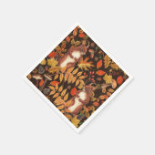 Herfst eekhoorns en flora op donkerbruin servet (Hoek)