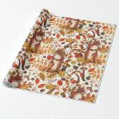 Herfst eekhoorns en herfst flora op off white cadeaupapier (Uitgerold)