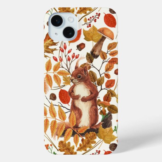 Herfst eekhoorns en herfst flora op off white Case-Mate iPhone case (Achterkant)