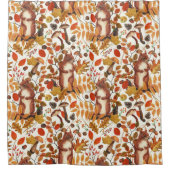 Herfst eekhoorns en herfst flora op off white douchegordijn (Voorkant)