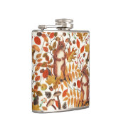 Herfst eekhoorns en herfst flora op off white heupfles (Rechts)