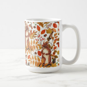 Herfst eekhoorns en herfst flora op off white koffiemok