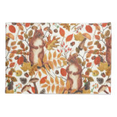 Herfst eekhoorns en herfst flora op off white kussensloop (Achterkant-Links)