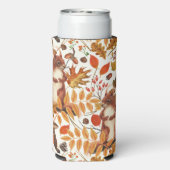 Herfst eekhoorns en herfst flora op off white seltzer blikjeskoeler (Seltzer Achterkant)