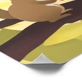 Herfst Eekhoorns en Yellow Tree Art Print (Hoek)