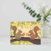 Herfst Eekhoorns Gele Boom Briefkaart (Staand voorkant)