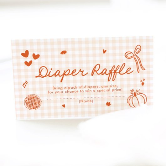 Herfst Een beetje Cutie Pie Baby shower Luier Raff Informatiekaartje