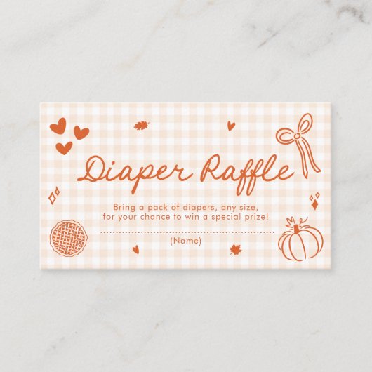 Herfst Een beetje Cutie Pie Baby shower Luier Raff Informatiekaartje (Voorkant)
