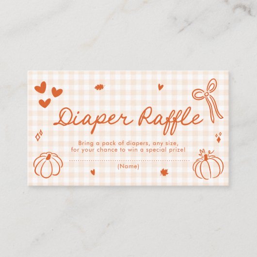 Herfst Een beetje pompoen Baby shower luier Raffle Informatiekaartje (Voorkant)