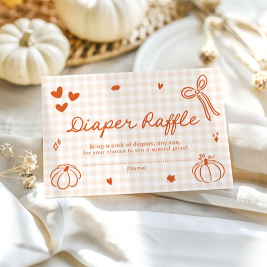 Herfst Een beetje pompoen Baby shower luier Raffle Informatiekaartje