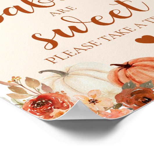 Herfst Een beetje pompoen baby's zijn zoet Baby sh Poster (Hoek)