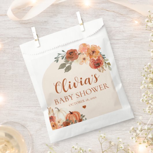 Herfst een beetje pompoen herfst bloemig Baby show Bedankzakje (Geknipt)