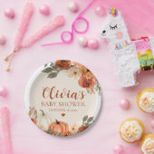 Herfst een beetje pompoen herfst bloemig Baby show Papieren Bordje (Feest)