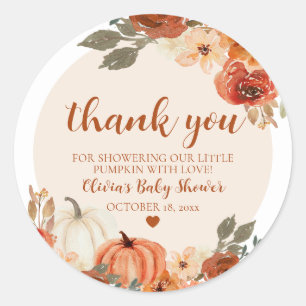 Herfst een beetje pompoen herfst bloemig Baby show Ronde Sticker