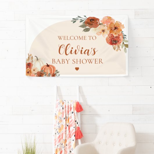 Herfst een beetje pompoen herfst bloemig Baby show Spandoek (Insitu)