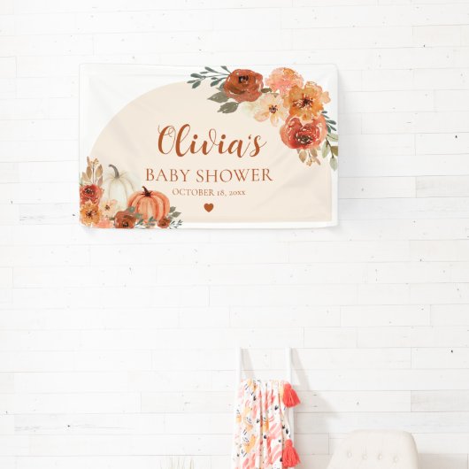 Herfst een beetje pompoen herfst bloemig Baby show Spandoek (Insitu)