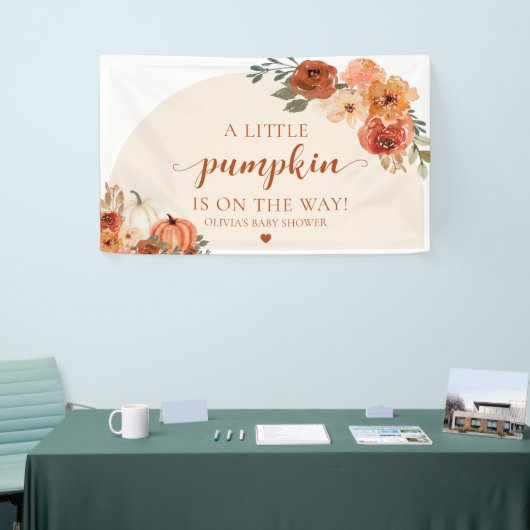 Herfst een beetje pompoen herfst bloemig Baby show Spandoek (Beurs)