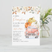 Herfst een beetje pompoen truck Herfst Baby shower Kaart (Staand voorkant)