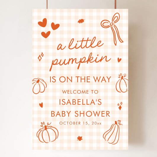 Herfst Een klein pompoenvlees Baby shower Welkomst Poster