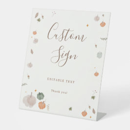 Herfst Een Kleine Pompoen Baby Shower Aangepast Bo Reclamebord Met Voetstuk