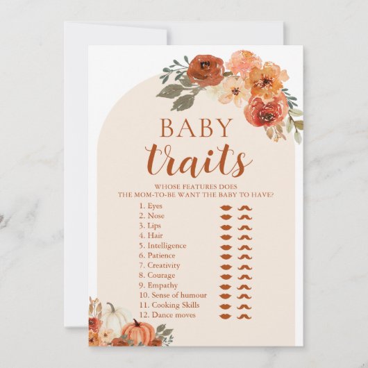Herfst Een Kleine Pompoen Baby shower Baby Traits  Kaart (Voorkant)
