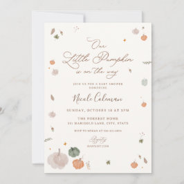 Herfst Een Kleine Pompoen Baby Shower Uitnodiging