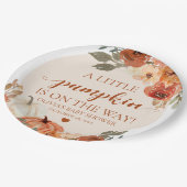 Herfst Een kleine pompoen is op weg Baby shower Papieren Bordje (Gekanteld)