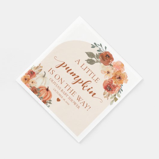 Herfst Een kleine pompoen is op weg Baby shower Servet (Hoek)