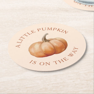 Herfst Een kleine pompoen is op weg naar het Baby Ronde Kartonnen Onderzetter