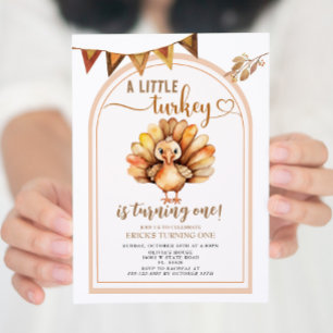 Herfst een kleine Turkije boog draaien een verjaar Kaart