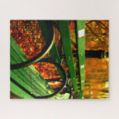 Herfst, een zitplaats in Central Park. Jigzaag Puz Legpuzzel (Horizontaal)