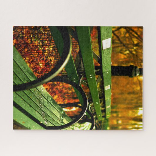 Herfst, een zitplaats in Central Park. Legpuzzel (Horizontaal)