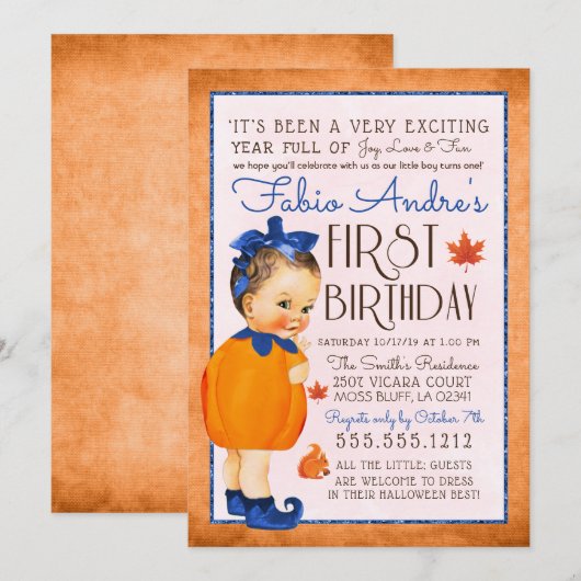  Herfst Eerste Pompoen Verjaardagsjongen Kaart (Voorkant / Achterkant)