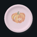 Herfst eerste verjaardag Bord papier<br><div class="desc">Herfst eerste verjaardag Borden papier van een . Roze achtergrond.</div>
