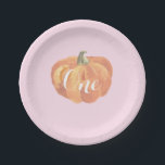 Herfst eerste verjaardag Bord papier<br><div class="desc">Herfst eerste verjaardag Borden papier van een . Roze achtergrond.</div>