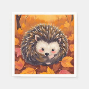 Herfst Egel Dieren Waterverf Schilderij Servet