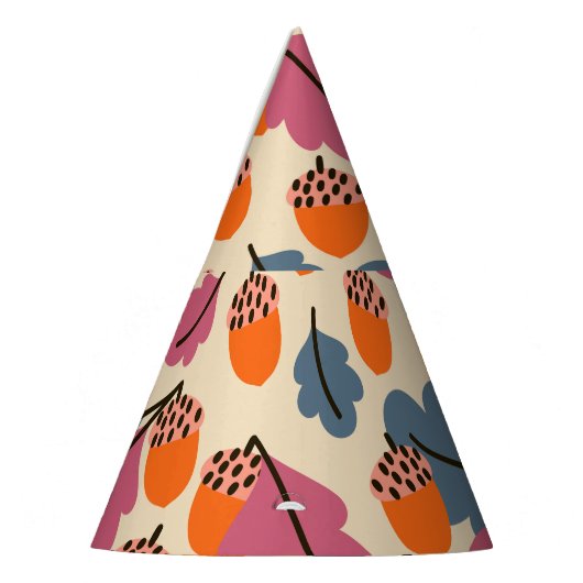 Herfst eik: bladeren en eikels patroon feesthoedjes (Links)